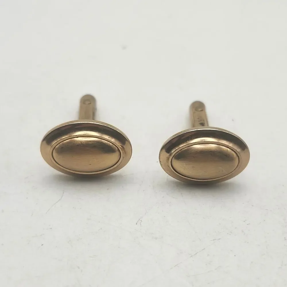 Vintage Correct Quality Oval Gold Tone Cufflinks Mens Formal Signed Patented